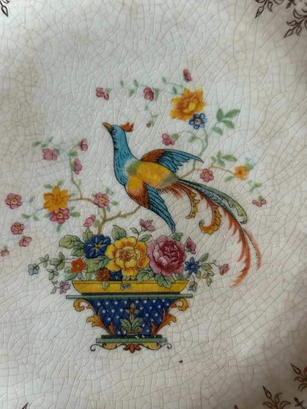 Vintage Salem China Bird of Paradise Victory Pattern Plate w/ 23 Karat Gold Trim
